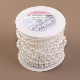 Бусы на нитях, с голографией, 8 мм, 9±1 м, прозрачные