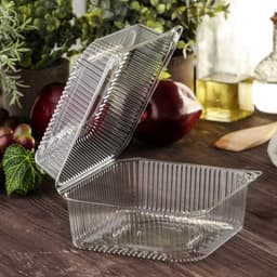 Контейнер одноразовый с неразъёмной крышкой ПР-К-15 В, пластик, квадратный, 250 мл, 15.2×8.1 см, прозрачный