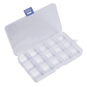 Контейнер для хранения крепежа, пластиковый, 15 ячеек, прозрачный