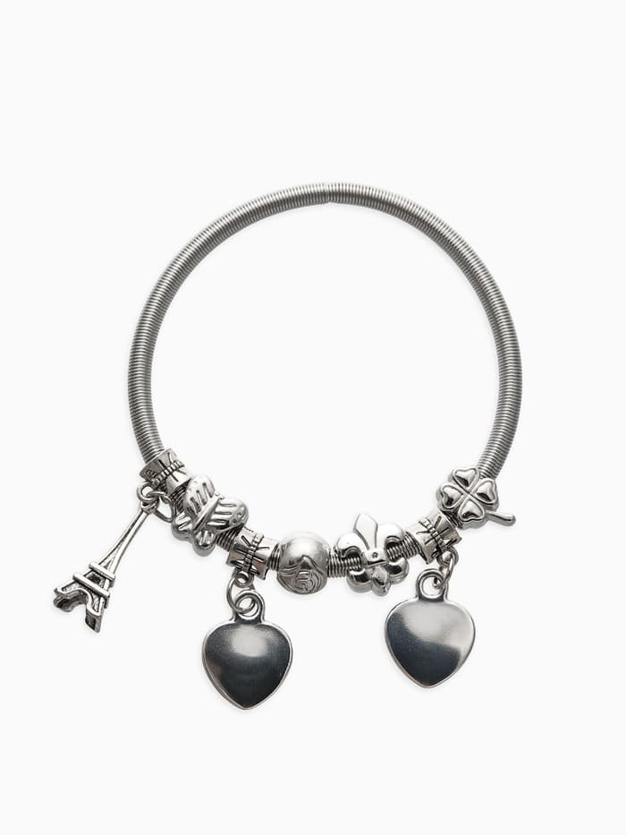 Браслет с шармами «Марджери. Сердце Парижа», d=6 см, цвет серебро