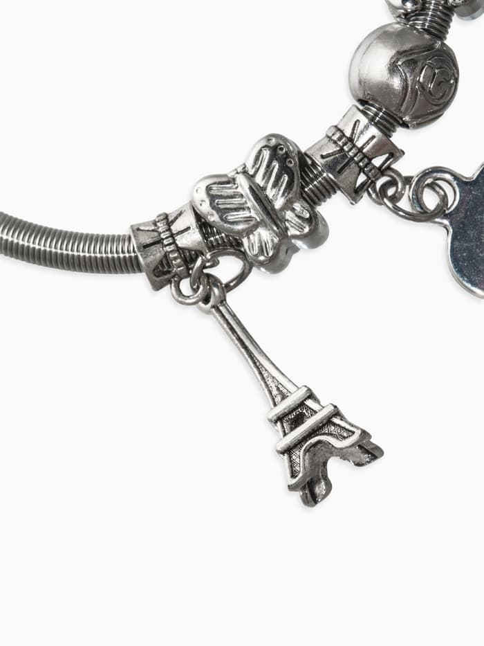 Браслет с шармами «Марджери. Сердце Парижа», d=6 см, цвет серебро