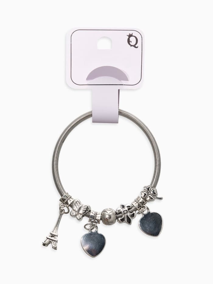 Браслет с шармами «Марджери. Сердце Парижа», d=6 см, цвет серебро