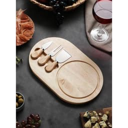 Набор для подачи сыра Доляна, 32.5×20.5×1.5 см, 3 ножа, дерево дуб