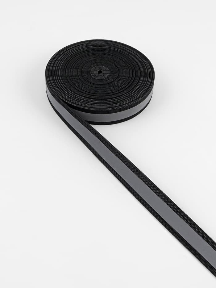 Светоотражающая лента-резинка, 20 мм, 10 ± 1 м, цвет чёрный