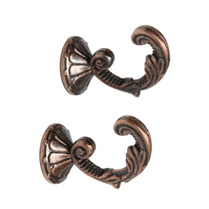 Держатель для штор KS002, однорожковый, цвет медь, набор 2 шт.