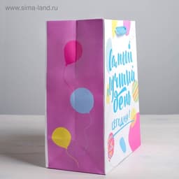 Пакет подарочный ламинированный, упаковка, «Самый лучший день сегодня!», ML 23×27×11.5 см