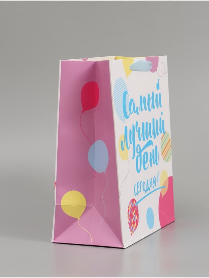 Пакет подарочный ламинированный, упаковка, «Самый лучший день сегодня!», ML 23×27×11.5 см