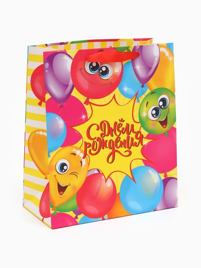 Пакет подарочный ламинированный, упаковка, «Весёлого дня рождения!», ML 23×27×11.5 см