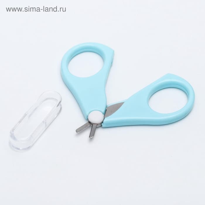 Ножницы маникюрные, детские, с защитным колпачком, голубой