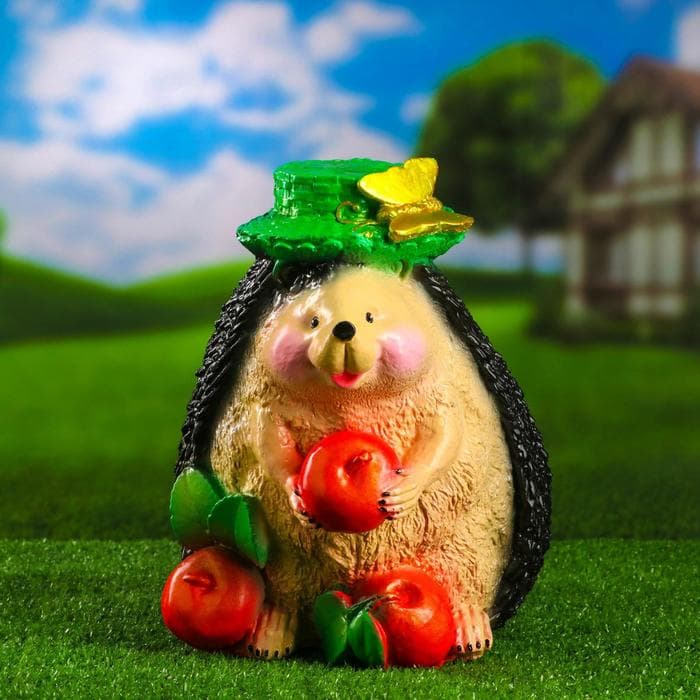 Садовая фигура из гипса «Ёжик с тремя яблоками», 20×25×28 см