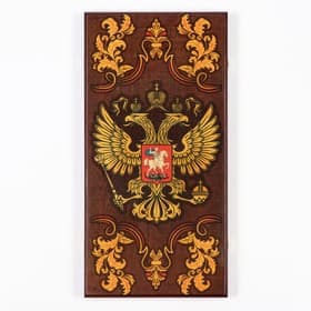 Нарды деревянные большие, с шашками «Герб России», настольная игра, 60×60 см