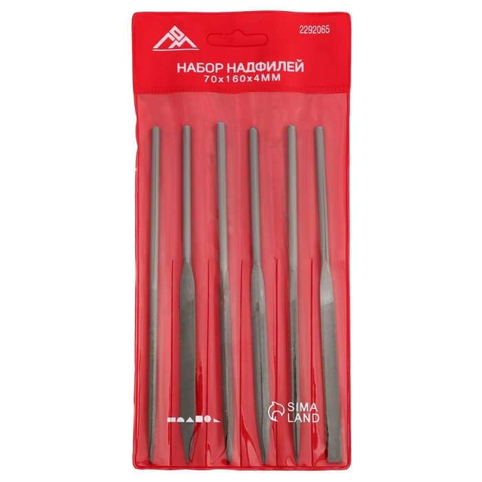 Набор надфилей ЛОМ, металлические рукоятки, 70×160×4 мм, 6 шт.