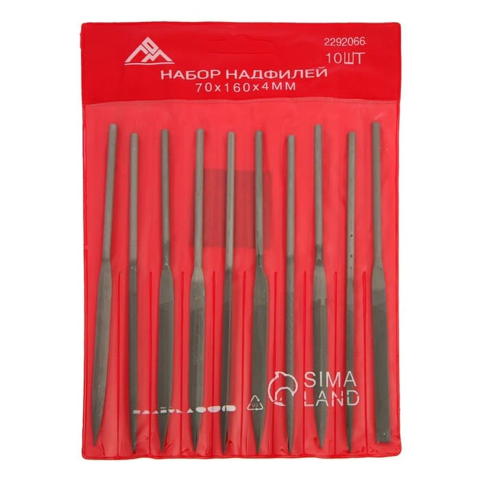 Набор надфилей ЛОМ, металлические рукоятки, 70×160×4 мм, 10 шт.