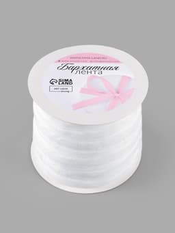 Лента бархатная, 10 мм, 18±1 м, белая №01