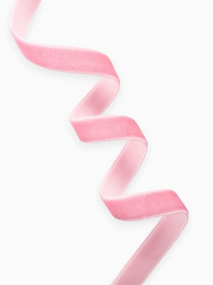 Лента бархатная, 10 мм, 18±1 м, розовая №02