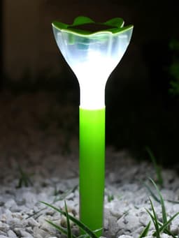 Садовый светильник «Цветок зелёный», уличный, на солнечной батарее, 6×29×6 см, 1 LED, свечение белое