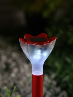 Садовый светильник «Цветок красный», уличный, на солнечной батарее, 6×29×6 см, 1 LED, свечение белое
