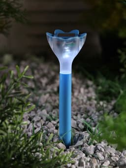 Садовый светильник «Цветок голубой», уличный, на солнечной батарее, 6×29×6 см, 1 LED, свечение белое