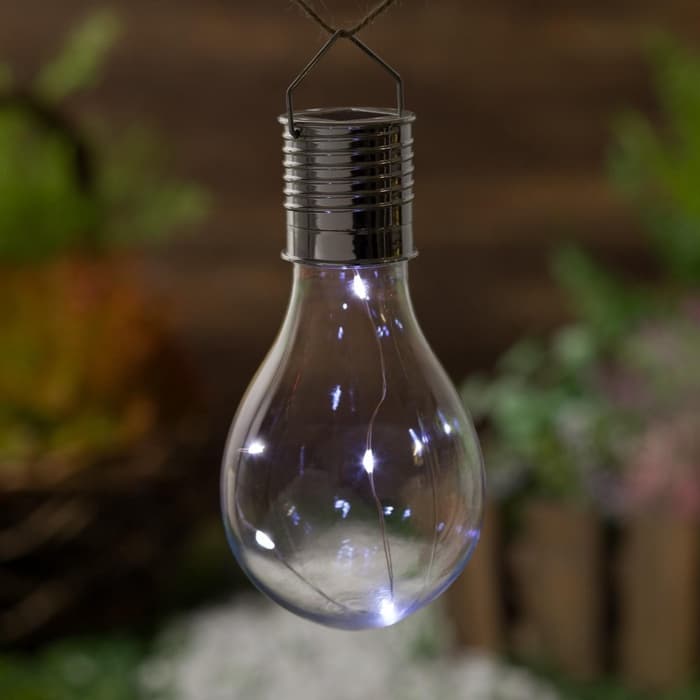 Садовый светильник «Лампочка», уличный, на солнечной батарее, 8×14×8 см, 5 LED, свечение белое