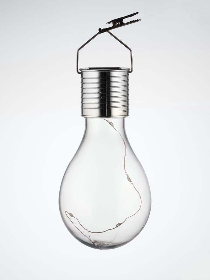 Садовый светильник «Лампочка», уличный, на солнечной батарее, 8×14×8 см, 5 LED, свечение белое