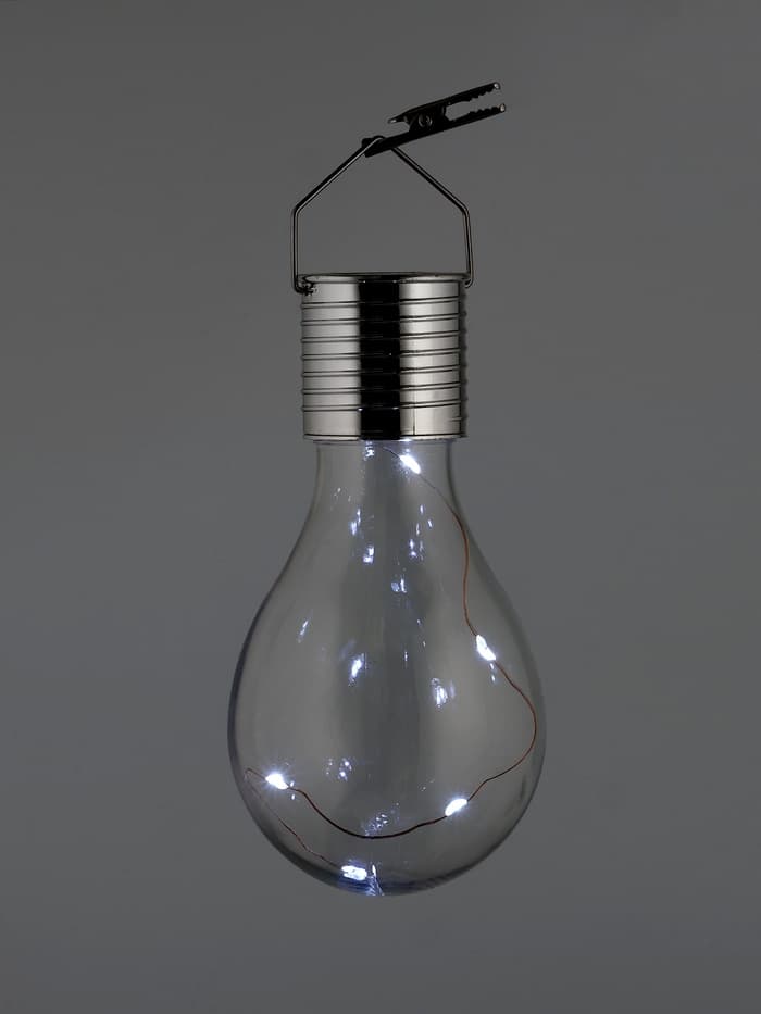 Садовый светильник «Лампочка», уличный, на солнечной батарее, 8×14×8 см, 5 LED, свечение белое