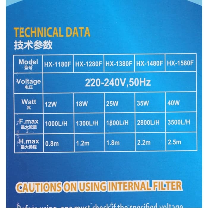 Фильтр внутренний Sea Star HX-1480F, 2800 л/ч, 35 Вт, высота подъема 2.2 м