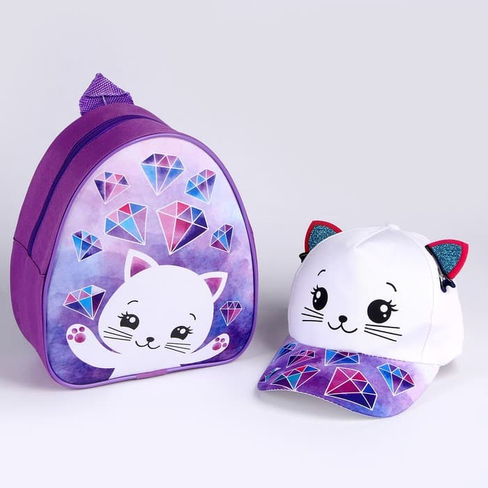 Детский набор «Кошечка», рюкзак 21×25 см, кепка р-р. 52-54 см