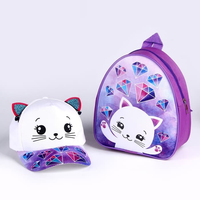 Детский набор «Кошечка», рюкзак 21×25 см, кепка р-р. 52-54 см