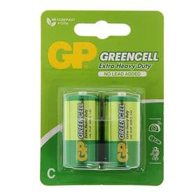 Батарейка солевая GP Greencell Extra Heavy Duty, С, R14-2BL, 1.5 В, блистер, 2 шт.