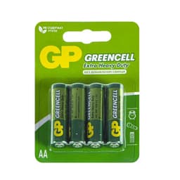 Батарейка солевая GP Greencell Extra Heavy Duty, AA, R6-4BL, 1.5 В, блистер, 4 шт.
