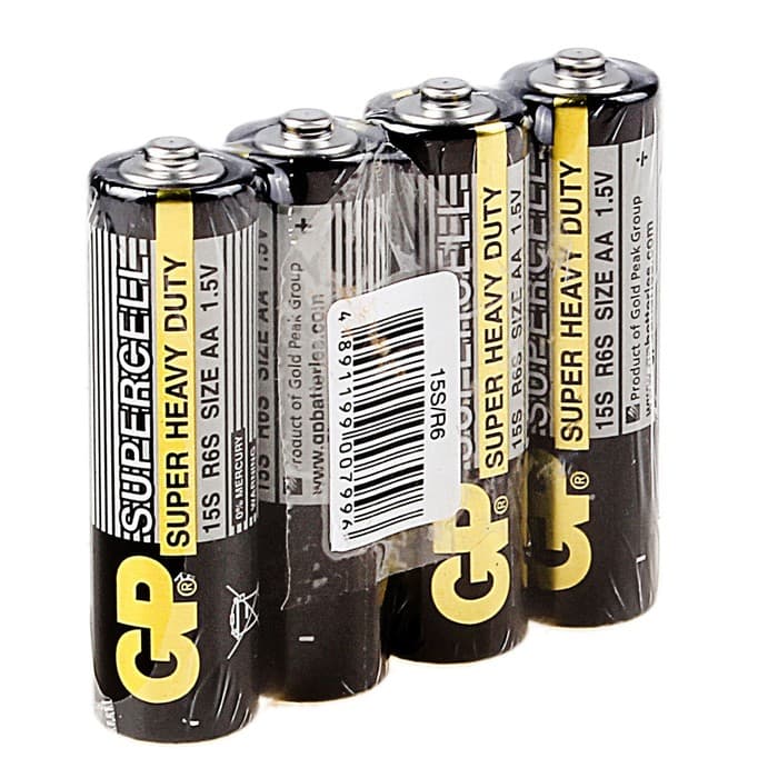 Батарейка солевая GP Supercell Super Heavy Duty, AA, R6-4S, 1.5 В, спайка, 4 шт.