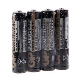 Батарейка солевая GP Supercell Super Heavy Duty, AAA, R03-4S, 1.5 В, спайка, 4 шт.