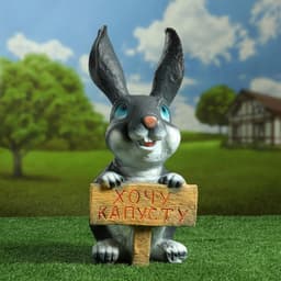 Садовая фигура из полистоуна «Заяц с табличкой», 45×22 см