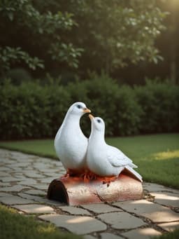 Садовая фигура из полистоуна «Голуби Пара на трубе», 25×14×22 см