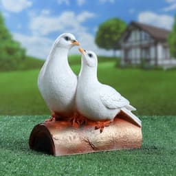 Садовая фигура из полистоуна «Голуби Пара на трубе», 25×14×22 см