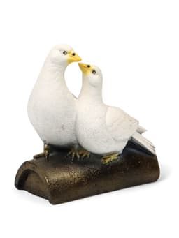 Садовая фигура из полистоуна «Голуби Пара на трубе», 25×14×22 см