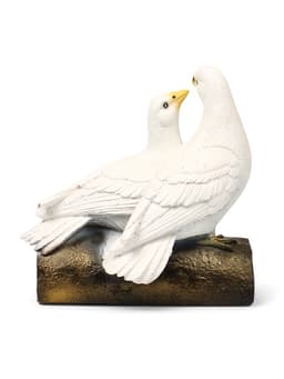 Садовая фигура из полистоуна «Голуби Пара на трубе», 25×14×22 см