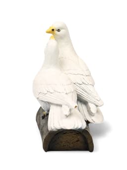 Садовая фигура из полистоуна «Голуби Пара на трубе», 25×14×22 см