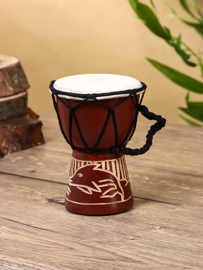 Сувенирный музыкальный инструмент барабан джембе «Светлый», 12×9×9 см, МИКС