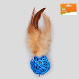 Игрушка для кошек «Шар из лозы с пером», 3.8 см, микс цветов