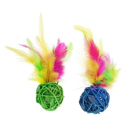 Игрушка для кошек «Шар из лозы с пером», 3.8 см, микс цветов