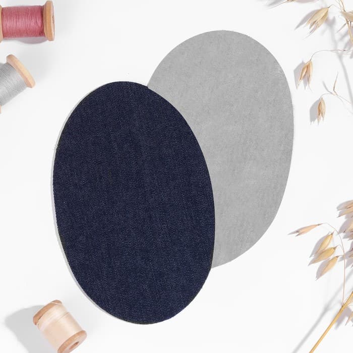 Заплатки для одежды, 15.5×9.5 см, термоклеевые, 2 шт., синий