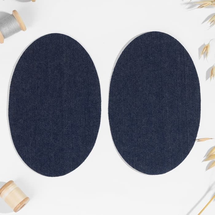 Заплатки для одежды, 15.5×9.5 см, термоклеевые, 2 шт., синий