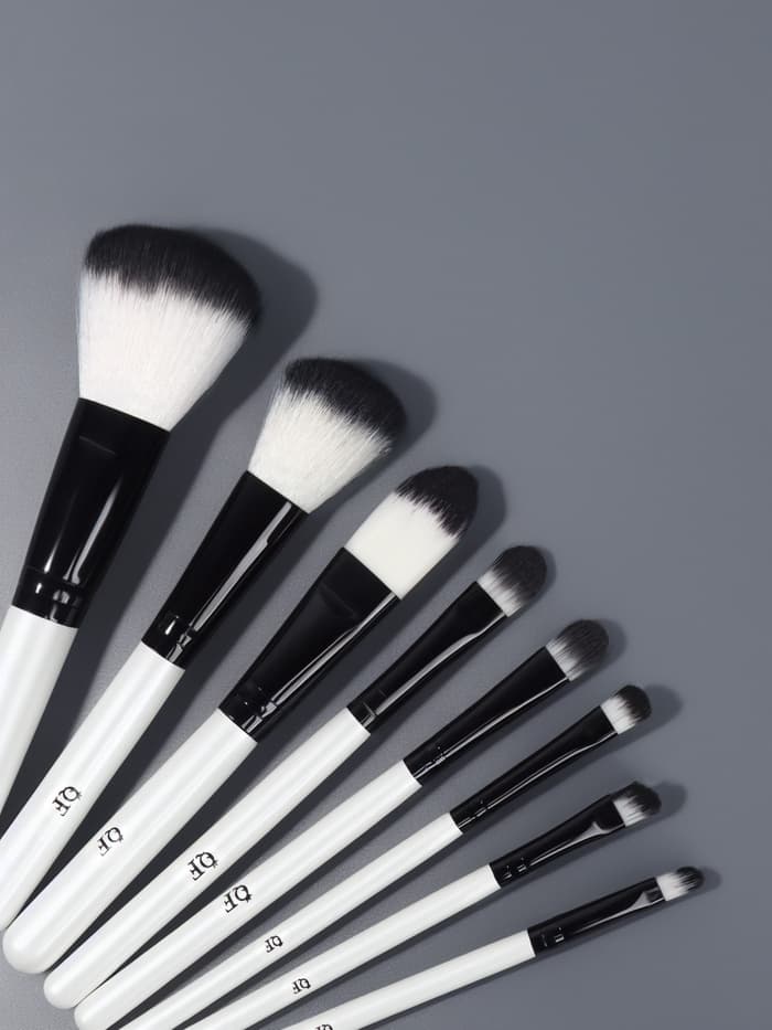 Набор кистей для макияжа SMOKY, 8 шт., чехол на молнии, белый, чёрный
