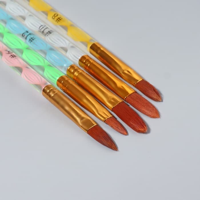 Набор кистей для наращивания и дизайна ногтей «Лепесток», 5 шт., 17 см, №4/6/8/10/12, разноцветный