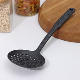 Шумовка Доляна «Мрамор», 33 см, пластик, чёрная