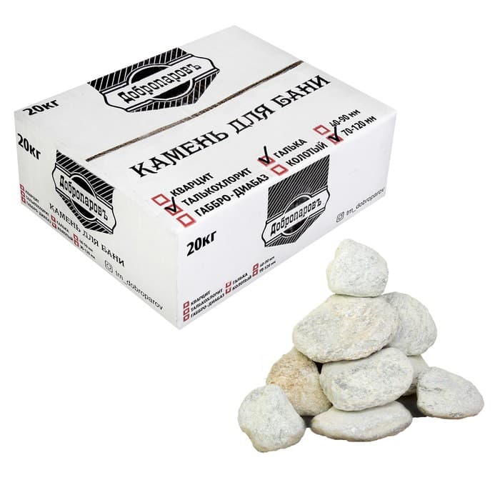Камни для бани «Талькохлорит», 20 кг, галтованные, фракция 7-15 см, «Добропаровъ»