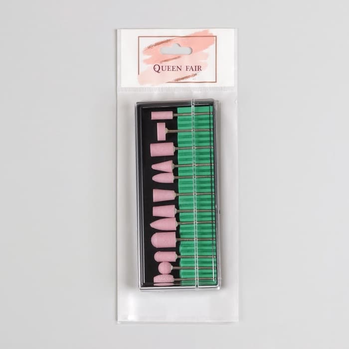 Фрезы корундовые для маникюра в пластиковом органайзере, 12 шт.