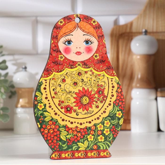 Доска разделочная сувенирная Дарим Красиво «Матрёшка», 14.9×23 см, дерево, разноцветная