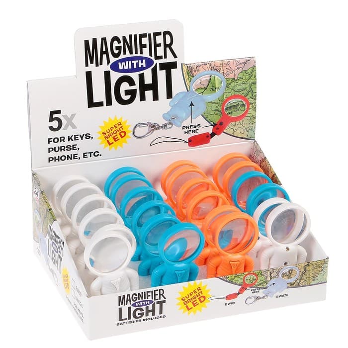 Брелок для ключей лупа «Космонавт», d=2.5 см, с фонариком, шоубокс, МИКС